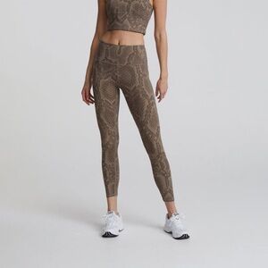 Varley Let's Go High Rise Legging 25” Inseam in Khaki Snake S Small Tan Brown